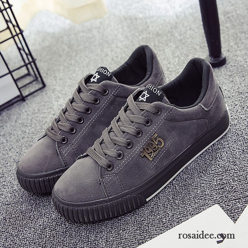 Schwarze Sneaker Damen Schuhe Skaterschuhe Damen Niedrig Schüler Schnürung Schwarz Flache Herbst Casual Allgleiches Feder Günstig