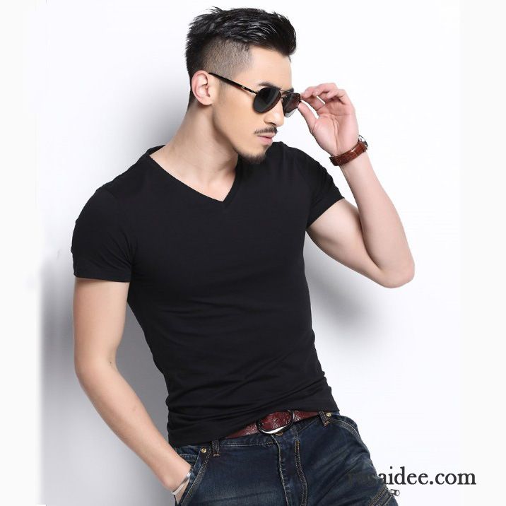 Schwarzes Basic Shirt Neu Freizeit Rein T-shirts Sommer Große Größe Herren Baumwolle Trend Ausverkauf Günstig