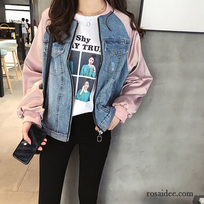 Schöne Frühlingsjacken Herbst Spleißen Damen Trend Neu Jacke Mantel Lose Rosa Überzieher Günstig