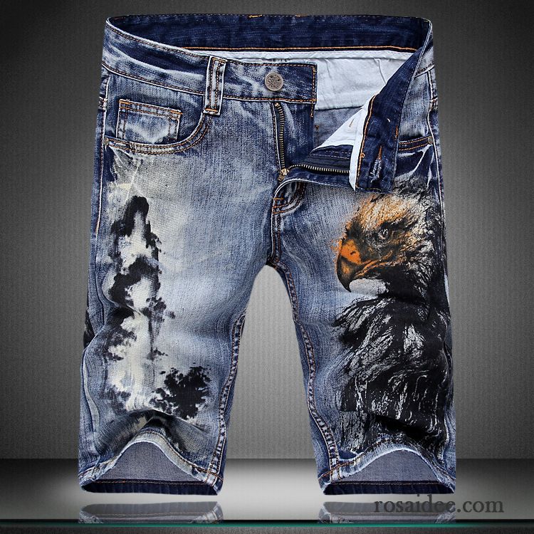 Skinny Jeans Herren Günstig Herren Große Größe Sommer Drucken Kurze Hose Adler Jeans Trend Neu Billig