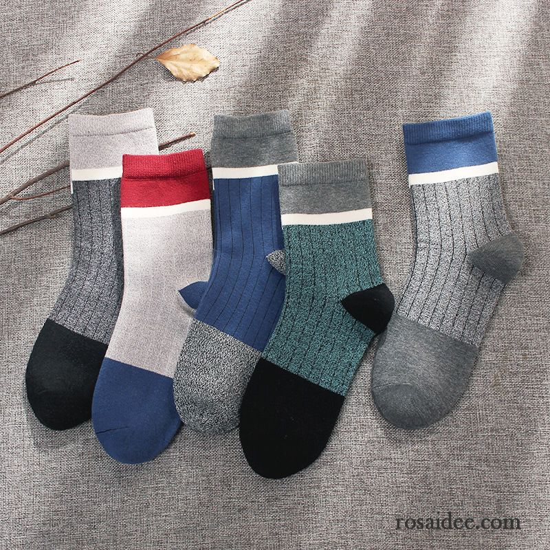 Socken Damen Sport Retro Winter Herbst Vier Jahreszeiten Baumwollsocken Mischfarben Blau