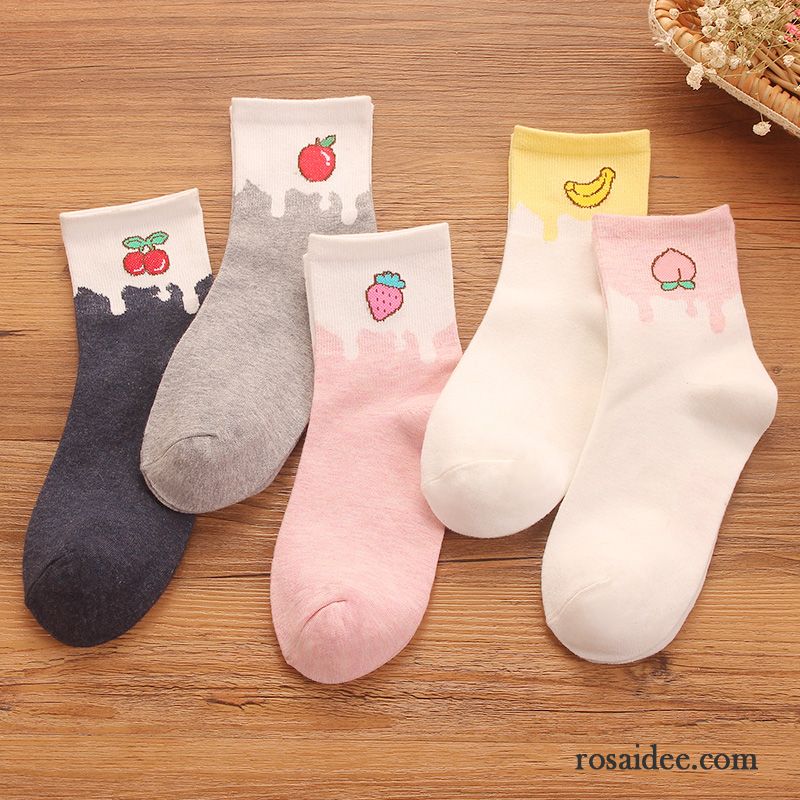 Socken Damen Weihnachten 100% Baumwolle Mid Sport Winter Karikatur Rosa