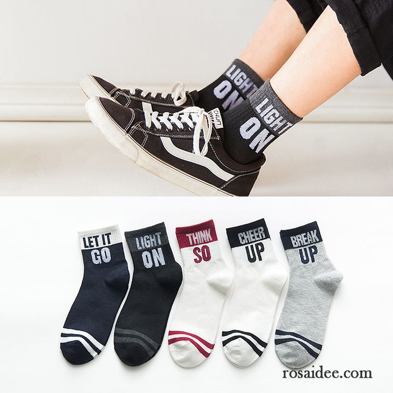 Socken Herren Deodorant Lange Socke Trend Buchstaben Baumwolle Mid Schwarz