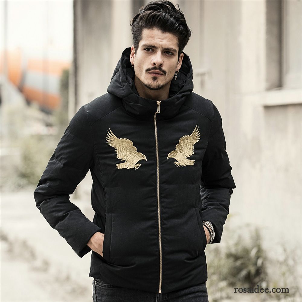 Steppjacke Grün Herren Neu Trend Kapuze Hühnerhabicht Herren Daunenjacke Überzieher Bestickt Winterkleidung Schlank Kaufen