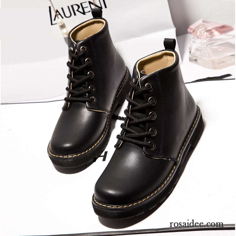 Damen Cognac Trend Rutschsicher Kurze Martin Stiehlt England Runde Zehe Flache Damen Herbst Gummi Winter Thermische Schnürung Günstig