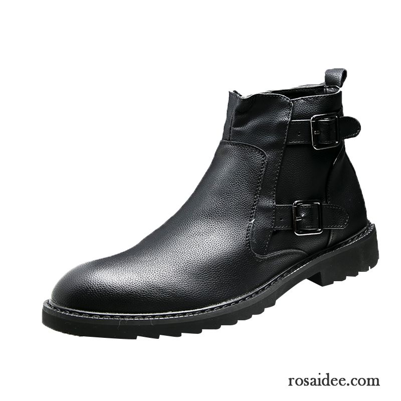 Stiefel Herren Kurze Stiefel England Erhöht Martin Stiehlt Hohe Spitze Schwarz