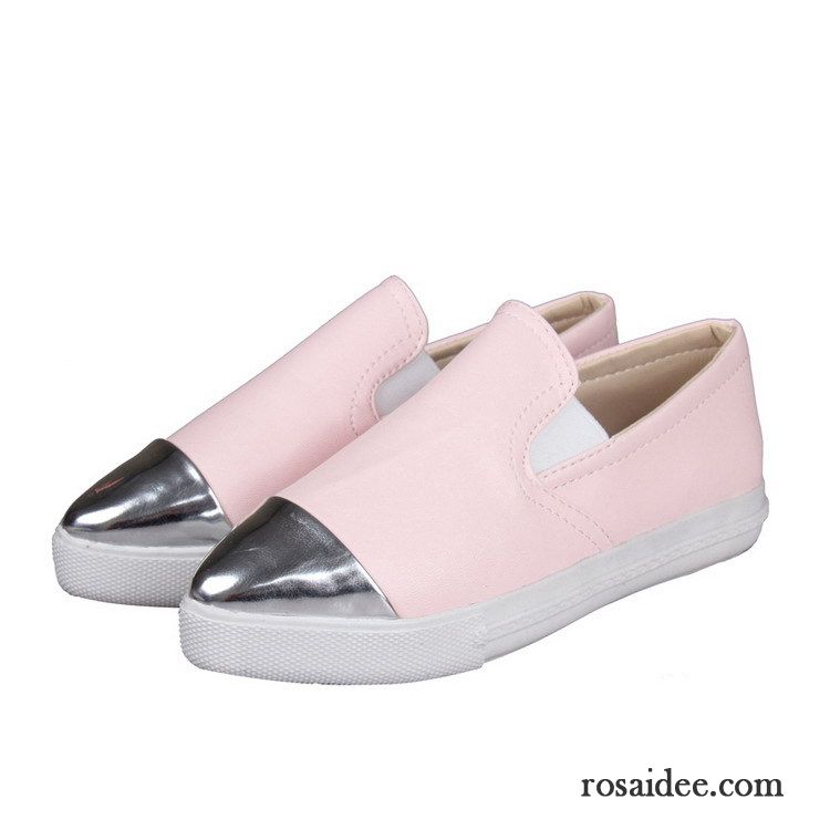 Leder Damen Halbschuhe Metall Feder Weiß Schwarz Damen Dicke Sohle Faul Rosa Casual Neue Sommer Günstig