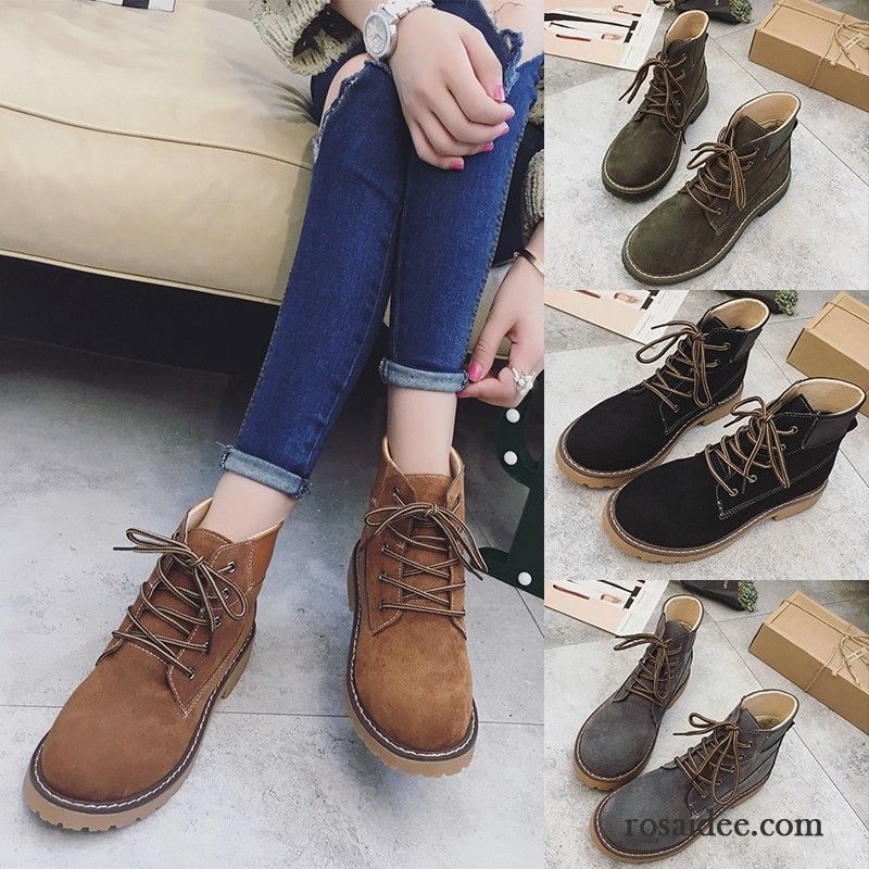 Stiefeletten Braun Damen Schuhe Plus Samt Flache Damen Winter Martin Stiehlt Retro Echtleder Trend England Neue Herbst Kurze Günstig