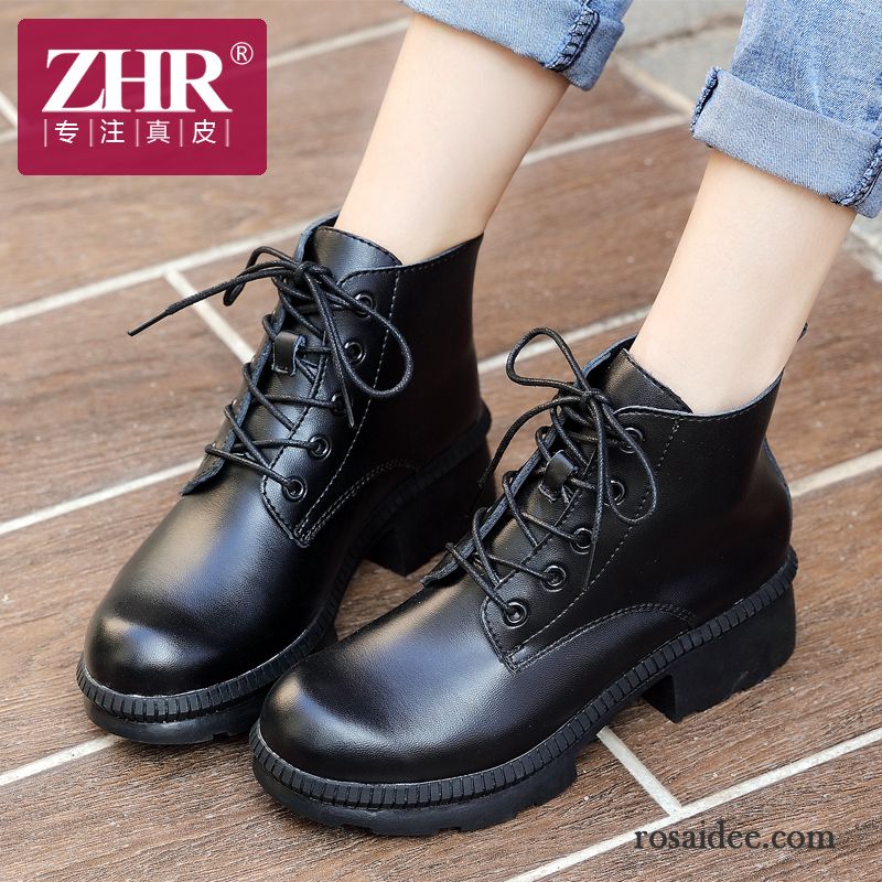 Stiefeletten Leder Damen Echtleder Dick Winter Neue Schuhe Kurze Herbst Damen Trend Martin Stiehlt Günstig