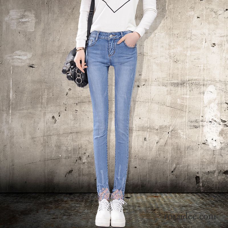 Straight Fit Jeans Damen Freizeit Hose Middle Waisted Herbst Neu Jeans Schmales Bein Winter Elastisch Dünn Bleistift Hose Damen Billig