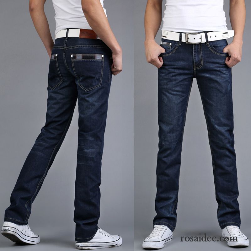 Stretch Jeans Herren Günstig Lose Trend Herbst Jugend Gerade Dunkel Blau Jeans Lange Freizeit Hose Neu Herren Große Größe