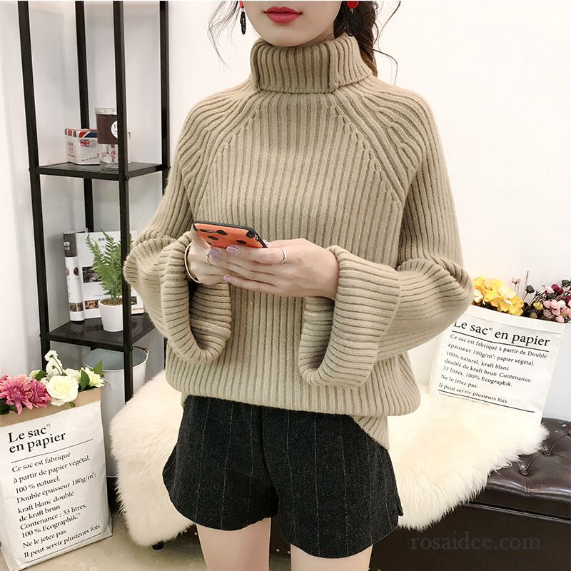 Strickpullover Kurzarm Damen Kurzer Absatz Pullover Strickwaren Lose Mantel Verdickung Herbst Damen Winter Allgleiches Neu Rabatt