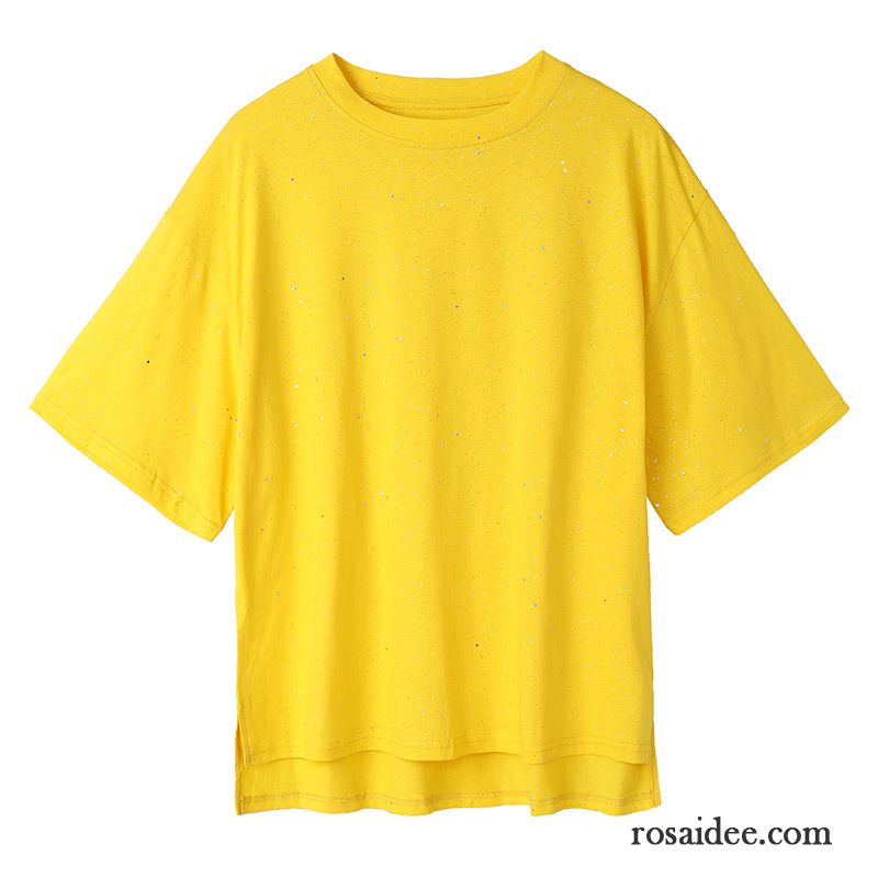 T-shirts Damen Mode Sommer Rein Trend Baumwolle Mantel Schwarz Gelb