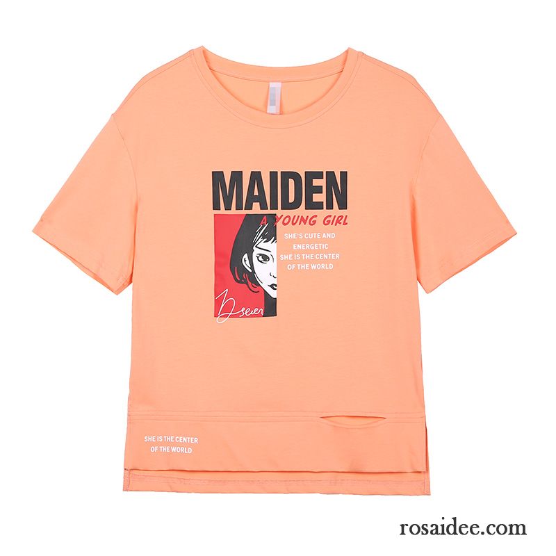 T-shirts Damen Sommer Hülse Trend Lose Schüler Mädchen Orange