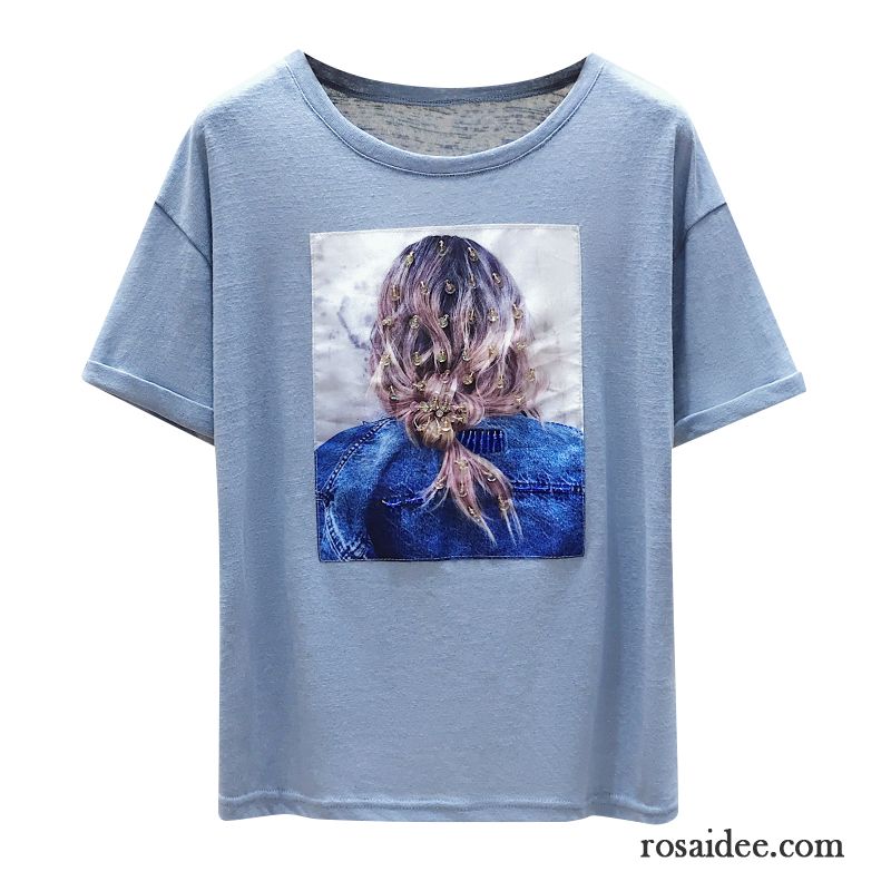 T-shirts Damen Sommer Ultra Lose Mantel Neu Blau