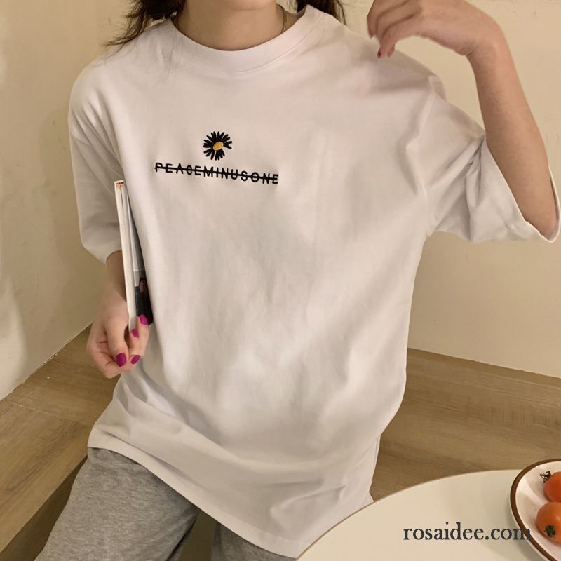 T-shirts Damen Trend Ultra Sommer Schüler Mantel Kleine Daisy Weiß