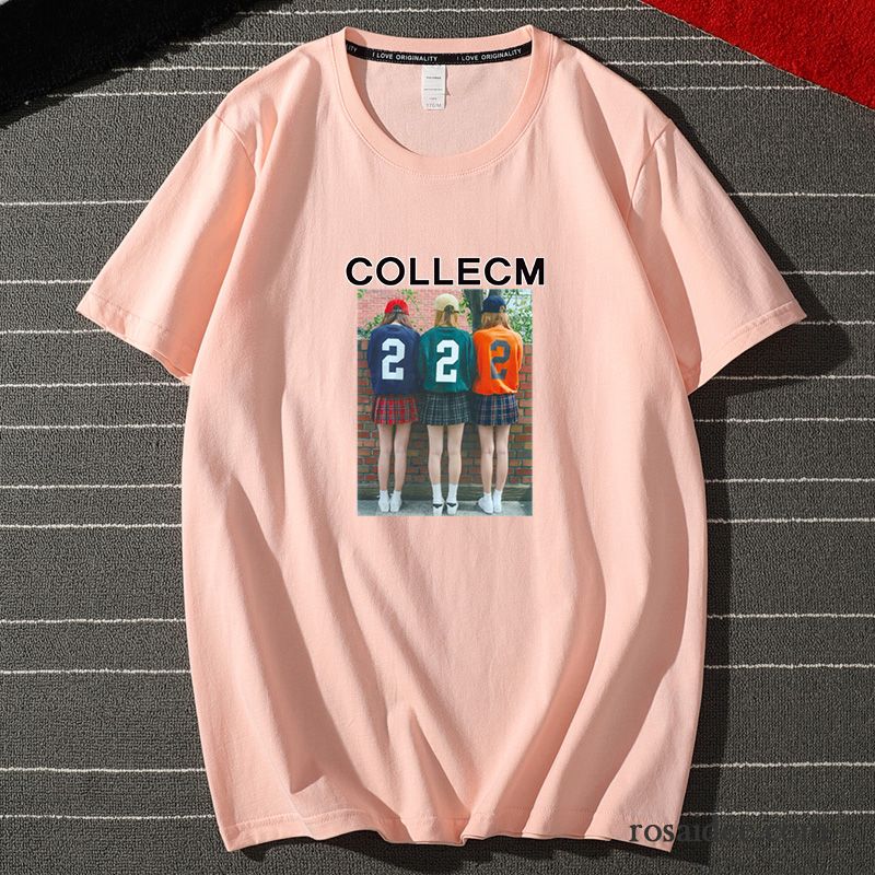 T-shirts Herren Rein Sommer Einfach Allgleiches Trend Baumwolle Rosa