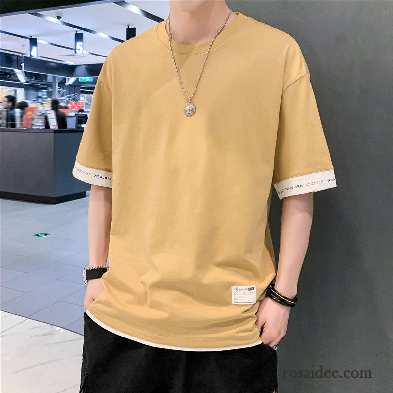 T-shirts Herren Trend Neu Allgleiches Mantel Unteres Hemd Sommer Gelb