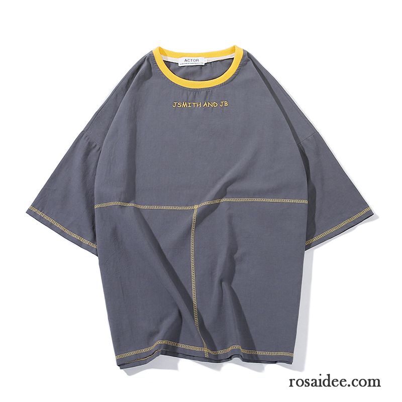 T-shirts Herren Trend Schüler Rundhals Große Größe Halb Ärmel Persönlichkeit Weiß Grau