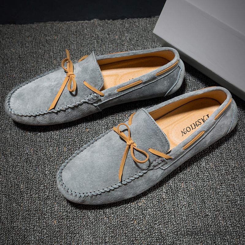 Think Schuhe Herren Casual Herren Echtleder Slip-on Grau Schuhe Neue Trend Jugend Faul Lederschue Fahrschuhe Günstig