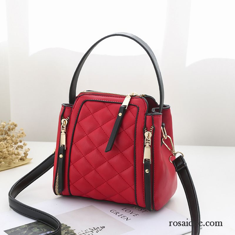 Umhängetaschen Damen Duftenden Wind Messenger-tasche Das Neue Rhombus Mischfarben Schwarz Rot