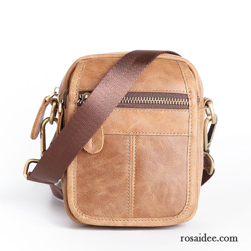 Umhängetaschen Herren Rucksäck Mini Schultertaschen Messenger-tasche Echtleder Rindsleder Braun