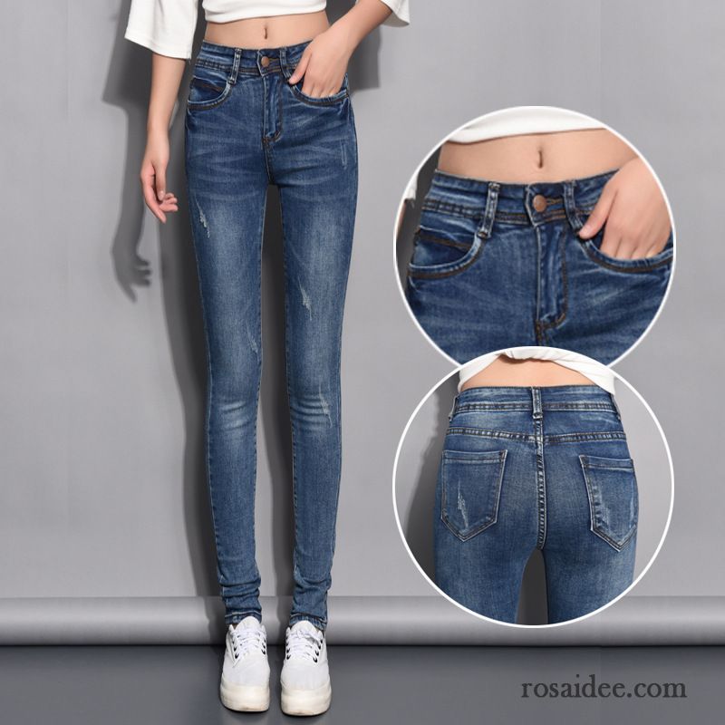 Weiße Damen Jeans Adretten Stil Hose Damen Jeans Dünn Schmales Bein Middle Waisted Neu Herbst Bleistift Hose Schlank Sale