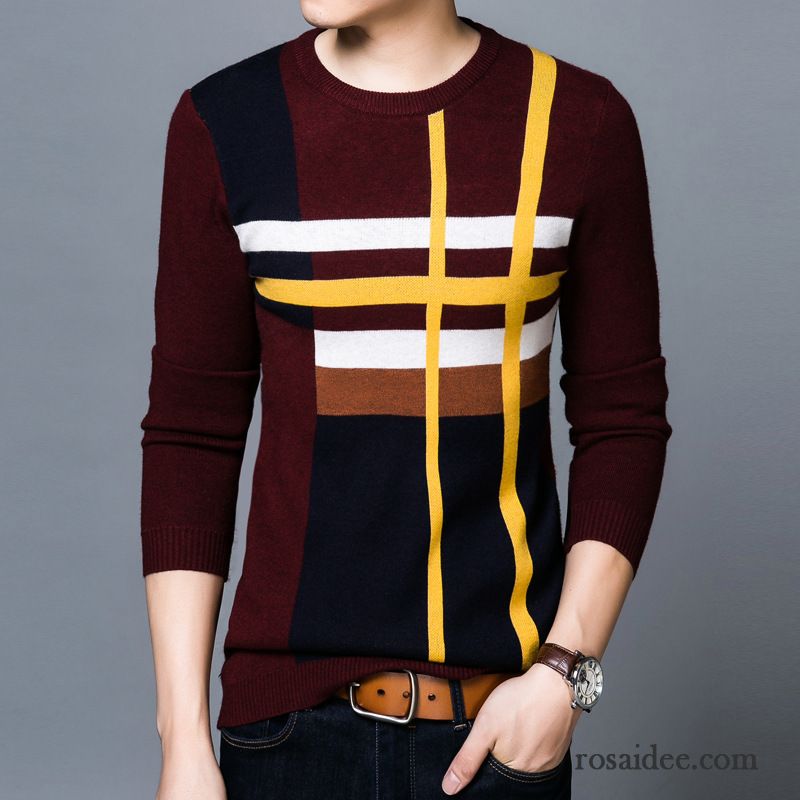 Weiße Pullover Herren Heißer Art Strickwaren Herbst Herren Blume Lange Ärmel Rundhals Billig