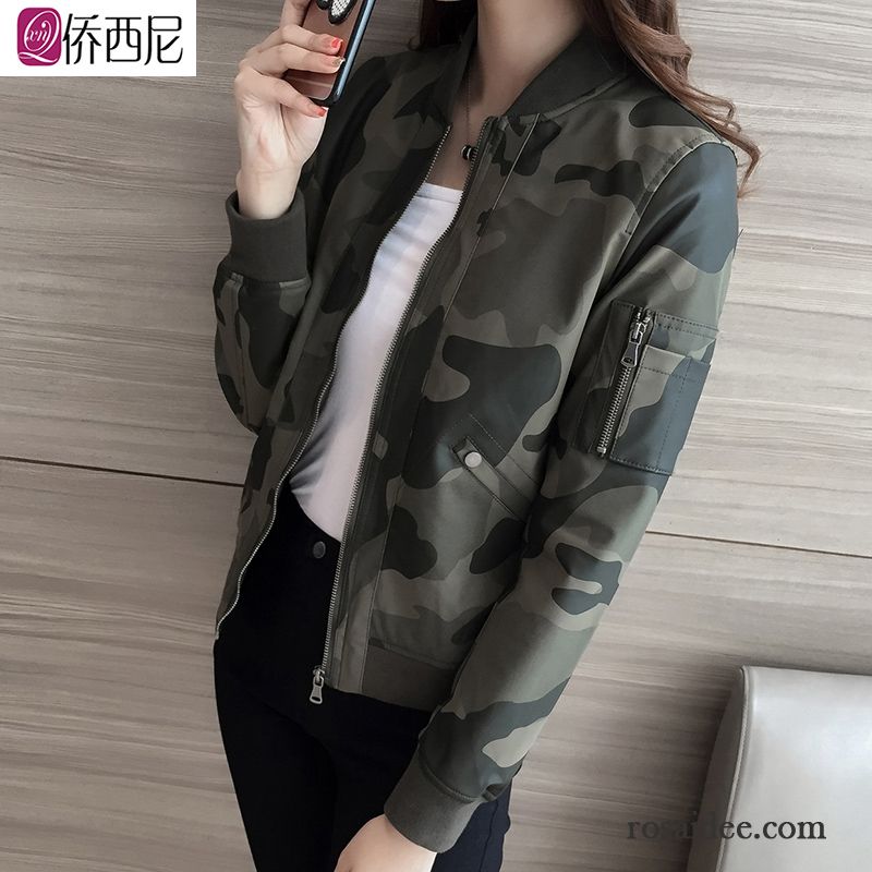 Winterjacke Mantel Damen Neu Leder Drucken Kurzer Absatz Überzieher Tarnung Jacke Feder Lederjacke Trend Herbst Damen Schüler Billig